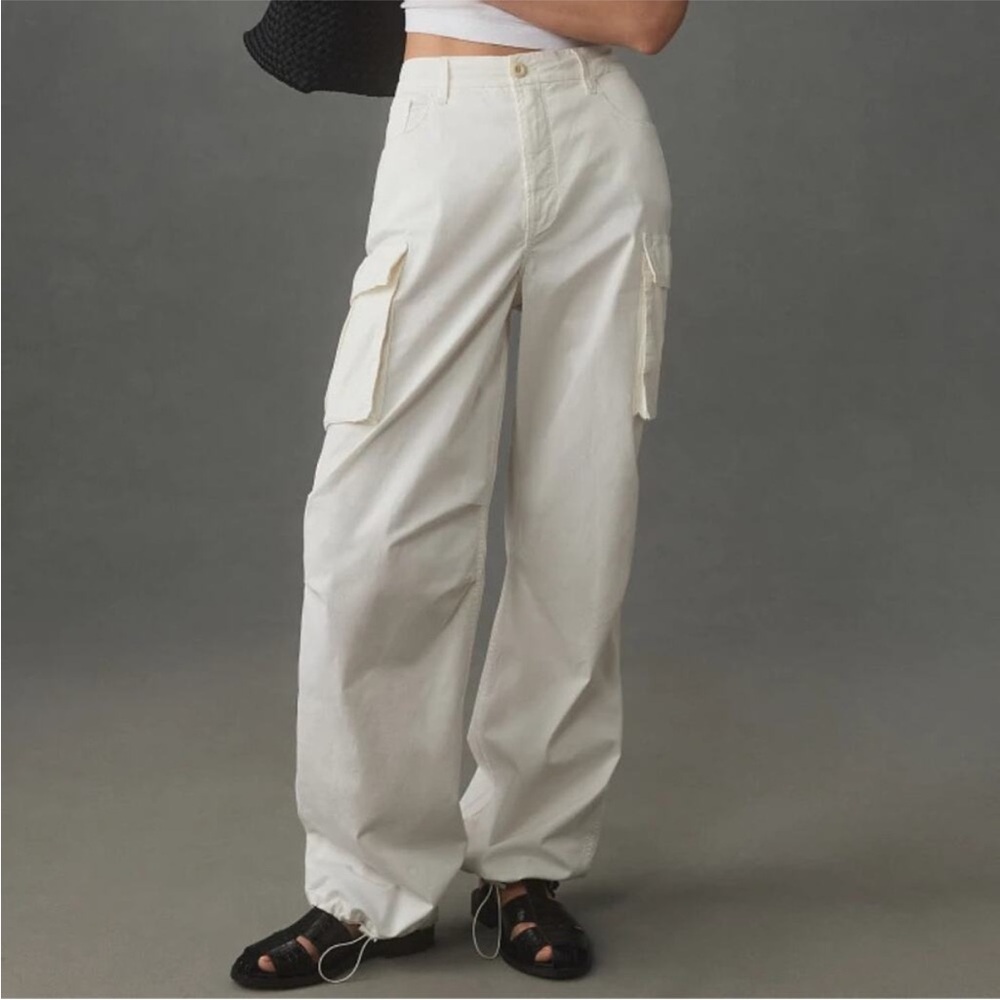 Good American Cream Cargo Pants